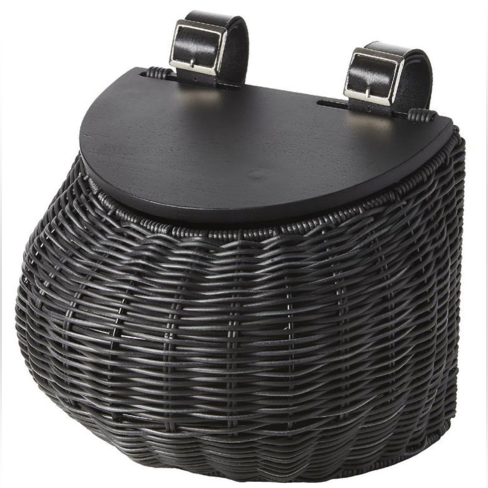 CB2 Black Woven Bike Basket - Picture 3 of 7